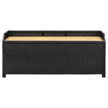 Rattan Storage Bench - Black - 120 x 50 x 50cm