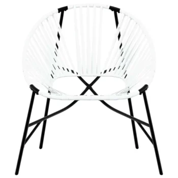 Poly Rattan Garden Egg Chair Set & Table - Black & White