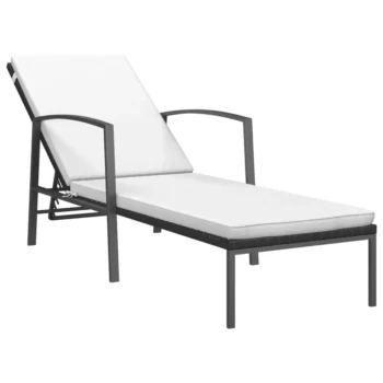 2 Poly Rattan Garden Sun Loungers With Cushion