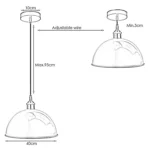 White Modern Dome Pendant Light Shade - 40cm