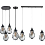 Retro Industrial Black Indoor Hanging Adjustable Pendant Light