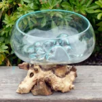 Molten Glass Vase on Wood - Large Bowl