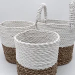 Seagrass Baskets - 3 Piece Set - Natural / White