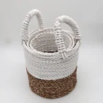 Seagrass Baskets - 3 Piece Set - Natural / White