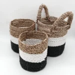 Seagrass Basket Set - Dark Grey / White / Natural