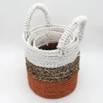 Seagrass Basket Set - Orange / Natural / White