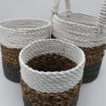 Seagrass Baskets - 3 Piece Set - Grey / Natural / White