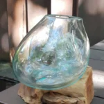 Molten Glass Vase On Wood - Medium Bowl