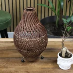 Natural Rattan Table Lamp - Dark Brown