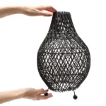 Natural Rattan Table Lamp - Black