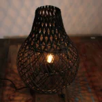 Natural Rattan Table Lamp - Black