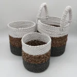 Seagrass Baskets - 3 Piece Set - Grey / Natural / White