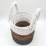 Seagrass Baskets - 3 Piece Set - Grey / Natural / White