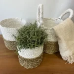 Seagrass Baskets - 3 Piece Set - Grey / Natural / White