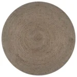 Round Hand-Braided Jute Rug - Grey - 90cm