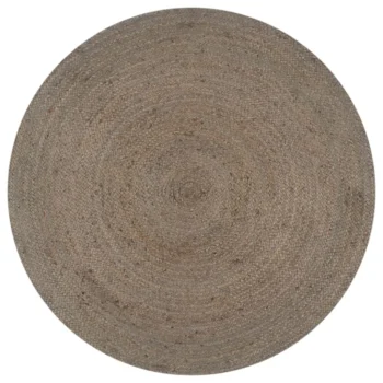 Round Hand-Braided Jute Rug - Grey - 90cm