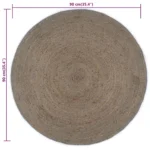 Round Hand-Braided Jute Rug - Grey - 90cm