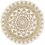 Round Hand-braided Jute Rug - Natural & White - 120cm