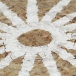 Round Hand-braided Jute Rug - Natural & White - 120cm