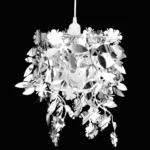 Silver Pendant Chandelier Lamp - Leaf Design - 21.5 x 30cm