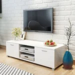 Modern TV Cabinet - High-Gloss White - 140 x 40.5 x 35cm