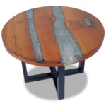 Round Coffee Table - Teak With Resin - 60 x 40cm