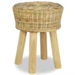 Bar Stool Natural Rattan - Solid Teak Legs