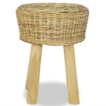 Bar Stool Natural Rattan - Solid Teak Legs