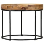 Round Wooden Coffee Table - Solid Mango - 50 x 40cm