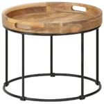 Round Wooden Coffee Table - Solid Mango - 50 x 40cm