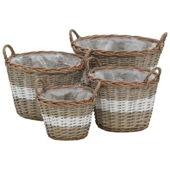 4 Wicker Plant Pots - Raised Bed - Pe Lining