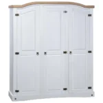 3 Door Bedroom Wardrobe - White - 150.5 x 52 x 170cm