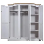 3 Door Bedroom Wardrobe - White - 150.5 x 52 x 170cm