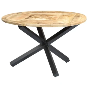 Round Solid Mango Wood Dining Table - 120 x 76cm