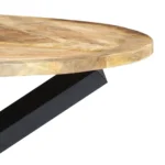 Round Solid Mango Wood Dining Table - 120 x 76cm