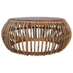 x2 Side Tables - Solid Teak - Natural Rattan