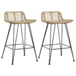 x2 Poly Rattan Bar Chairs - Natural - 46 x 48 x 79cm