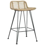 x2 Poly Rattan Bar Chairs - Natural - 46 x 48 x 79cm