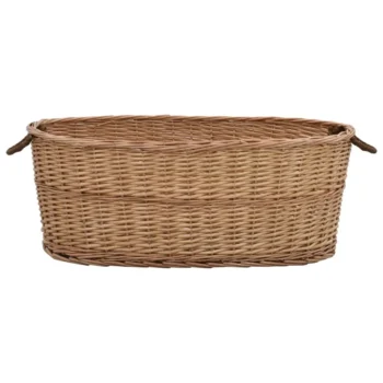 Natural Willow Firewood Basket with Carrying Handles - 88 x 57 x 34cm