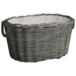 Willow Firewood Basket with Carrying Handles - Grey - 60 x 40 x 28cm