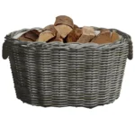 Willow Firewood Basket with Carrying Handles - Grey - 60 x 40 x 28cm