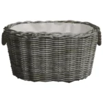 Willow Firewood Basket with Carrying Handles - Grey - 60 x 40 x 28cm