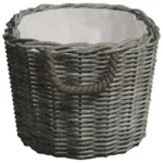 Willow Firewood Basket with Carrying Handles - Grey - 60 x 40 x 28cm