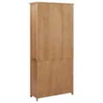 Solid Oak Wood and Glass Bookcase with 4 Doors - 90 x 35 x 200cm