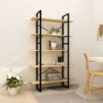 5 Tier Pinewood Book Cabinet - 100 x 30 x 175cm