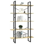 5 Tier Pinewood Book Cabinet - 100 x 30 x 175cm