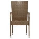 3 Piece Poly Rattan Garden Dining Set - Brown