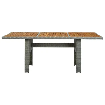 Poly Rattan Garden Table - Acacia Wood - 200 x 100 x 74cm