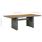 Poly Rattan Garden Table - Acacia Wood - 200 x 100 x 74cm