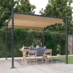 Garden Gazebo with Retractable Roof - Taupe - 3 x 3m